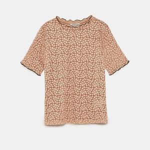 LACE T-SHIRT WITH PIPING ZARA